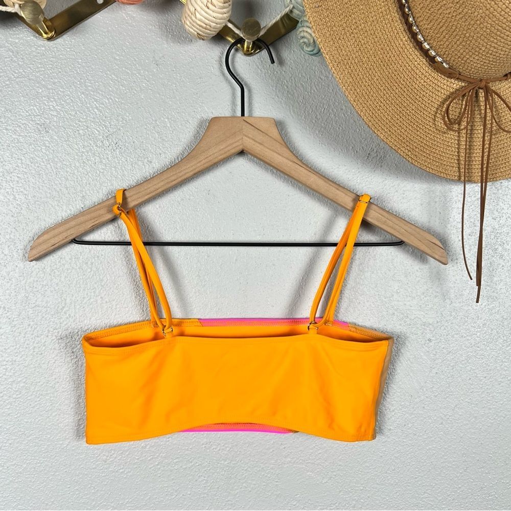 NWT ELLEJAY Lauren Colorblock High Waist Pink/Orange Bandeau Bikini Set XS/S - Picture 4 of 11